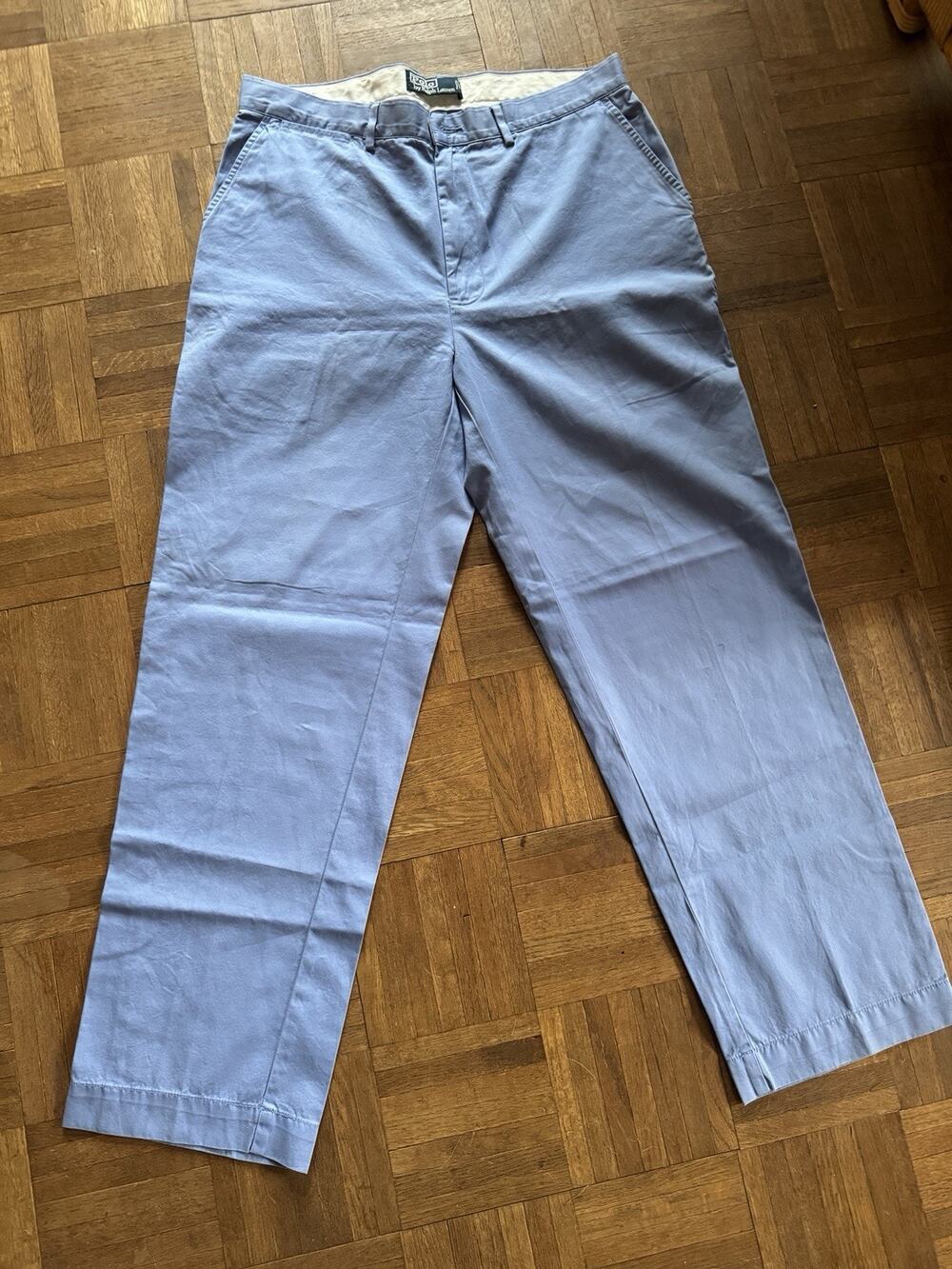Vintage Polo Ralph Lauren Flat Front Chinos Light Blue Mens 33x30 Preppy Ivy